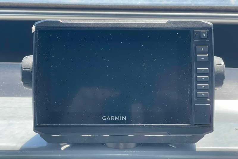 Slide: The Image of Garmin marine GPS device on 1989 Sea Ray 380 Aft Cabin yacht dashboard. - 40
