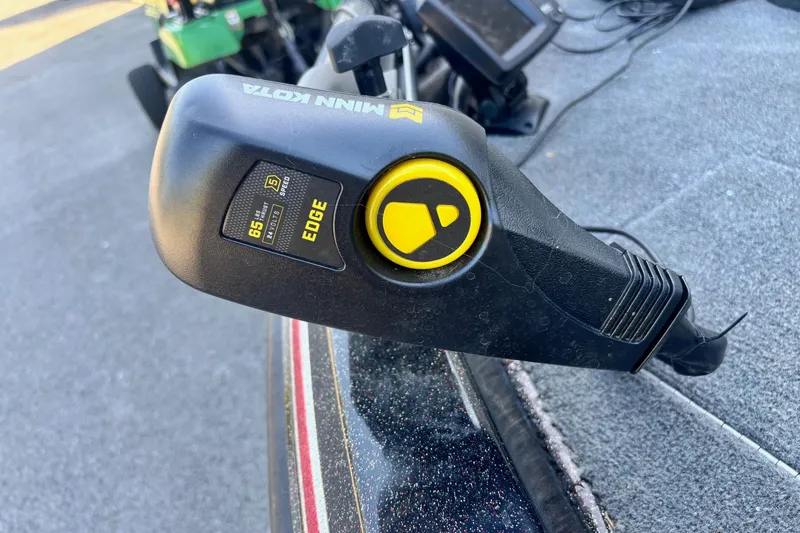 Slide: The Image of Minn Kota Edge trolling motor control on 1995 ProCraft V-180 boat deck. - 2