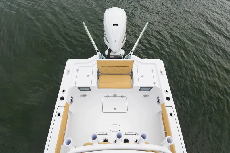 Slide: The Image of Manufacturer Provided Image: 2025 Sportsman Masters 267OE Bay Boat on water, aerial view. - 9