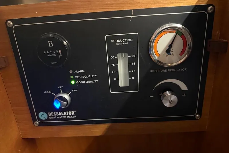 Slide: The Image of Control panel of a Dessalator Duo water maker on a 2021 Lagoon 50 yacht. - 27