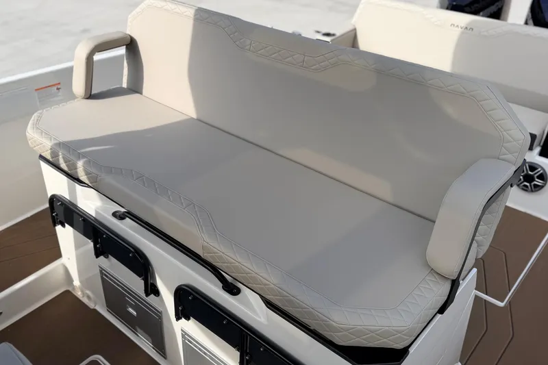 Slide: The Image of Luxurious seating on 2026 Navan S30 boat, featuring elegant beige upholstery. - 22