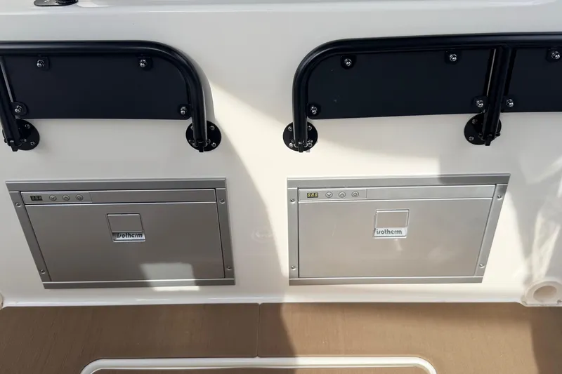 Slide: The Image of Dual Isotherm compartments on Navan S30, 2026 model boat interior. - 26