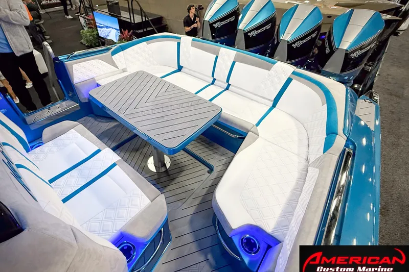 Slide: The Image of Luxurious seating area on 2027 Nor-Tech 42 Eleven boat with modern design. - 5