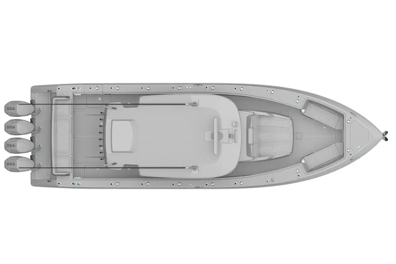 Slide: The Image of Manufacturer Provided Image: Top view of 2026 Solace 42 CS boat layout with four engines. - 2