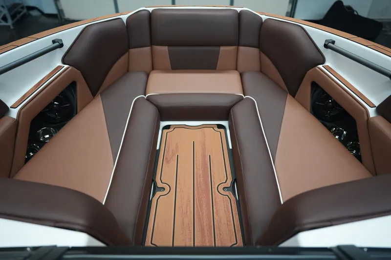 Slide: The Image of Interior of 2026 Moomba Craz with brown upholstery. - 15