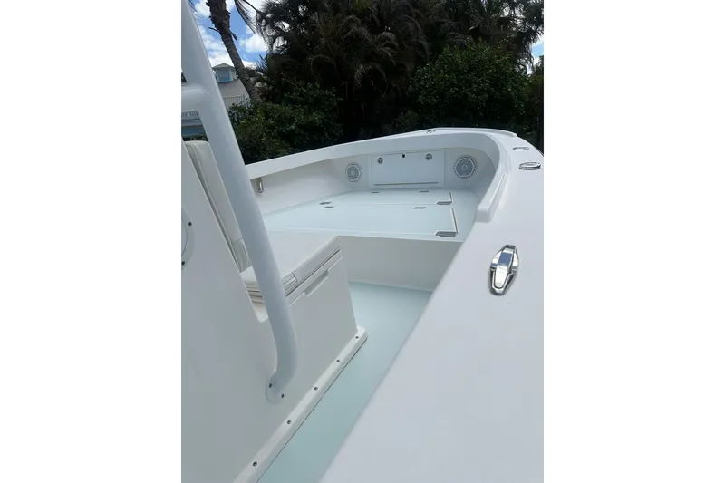 Slide: The Image of 2018 Albury Brothers 23 boat interior with seating and storage compartments. - 4