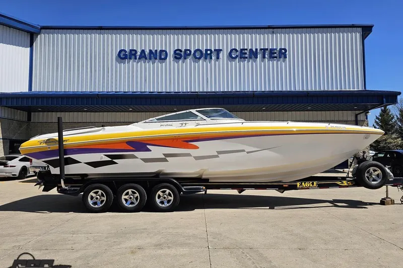 The Image of 2001 Powerquest 340 Vyper boat on trailer at Grand Sport Center. - 1