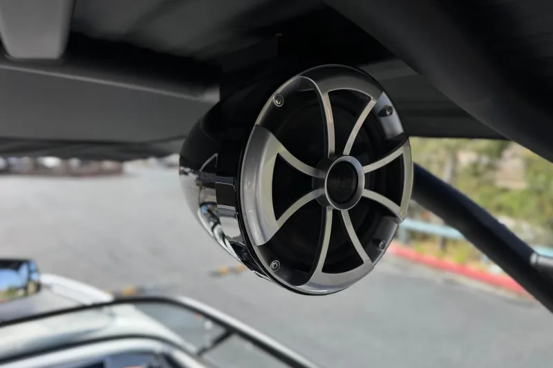 Slide: The Image of Close-up of a speaker on a 2024 Yamaha Boats 252XE. - 20