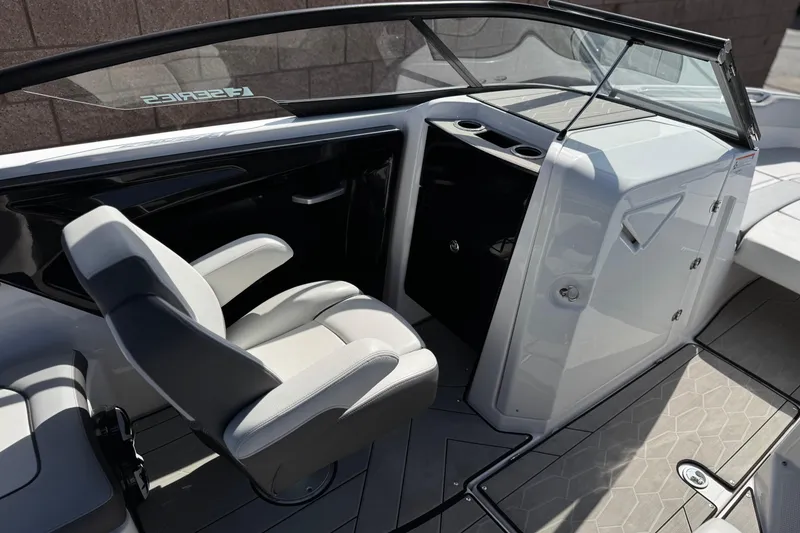 Slide: The Image of 2024 Yamaha Boats 252XE interior with sleek seating and modern design. - 30