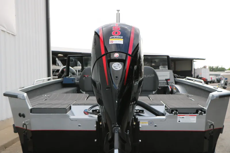 Slide: The Image of 2026 Vexus ADX 190 boat with powerful outboard motor, rear view. - 14