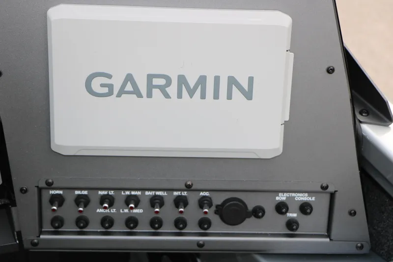 Slide: The Image of Control panel of 2026 Vexus ADX 190 boat featuring Garmin electronics. - 27