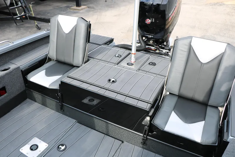 Slide: The Image of 2026 Vexus ADX 190 boat interior with gray seating and sleek design. - 31