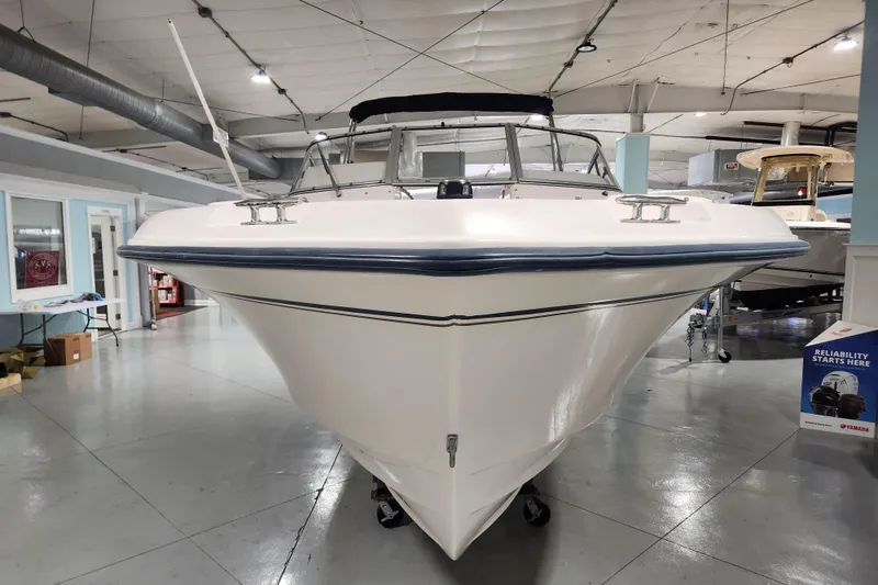 Slide: The Image of 2007 Grady-White Tournament 225 boat displayed indoors, front view. - 4