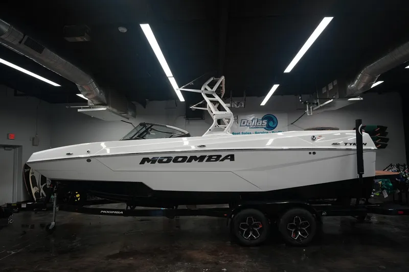 The Image of 2026 Moomba Tykon boat in showroom, side view. - 1