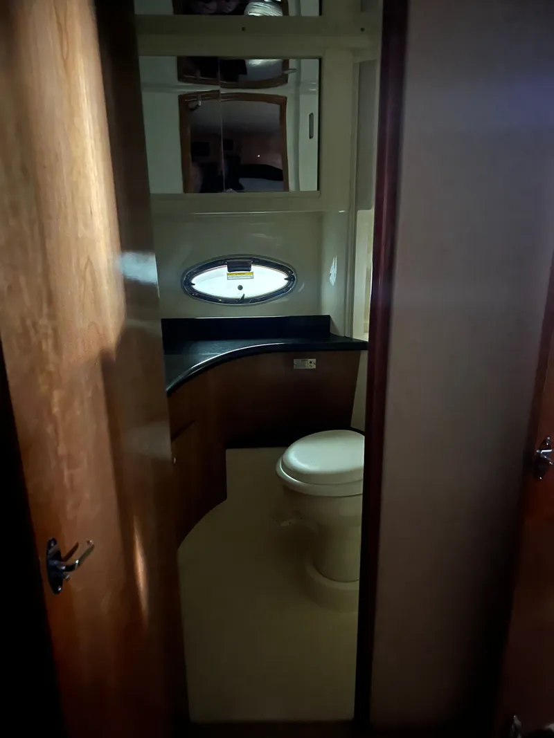 Slide: The Image of Interior of 2002 Carver 466 Motor Yacht, bathroom view. - 22