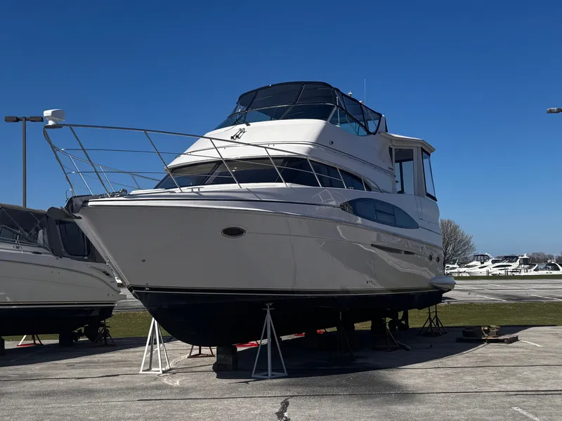 Slide: The Image of 2002 Carver 466 Motor Yacht on a dry dock. - 3