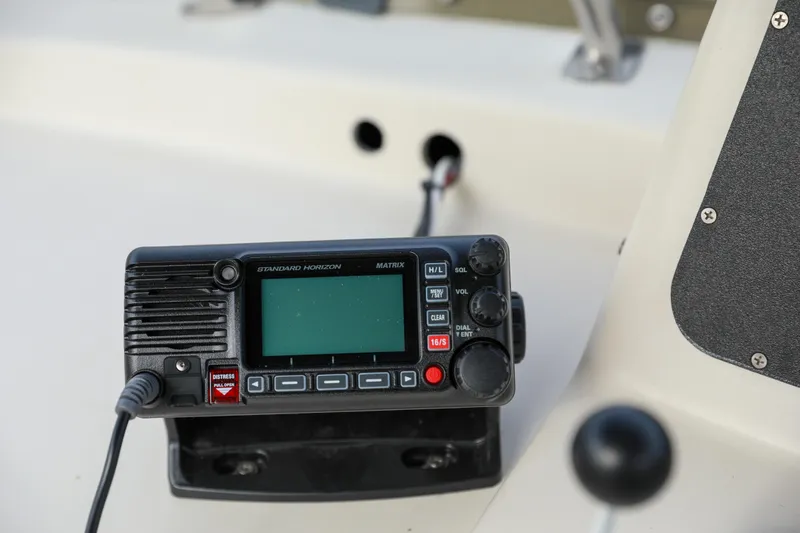 Slide: The Image of Marine radio on 1991 Silverton 41 Aft Cabin boat dashboard. - 50