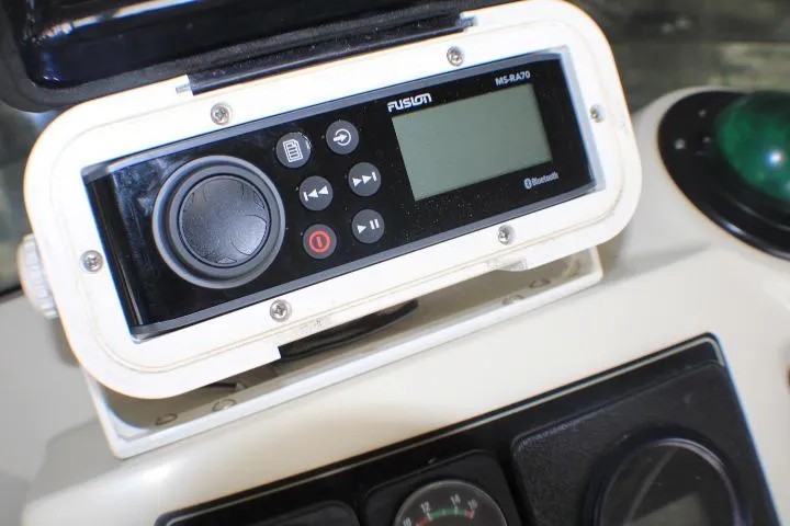 Slide: The Image of Fusion MS-RA70 stereo system on 1988 Tollycraft 30 Sport Cruiser dashboard. - 36