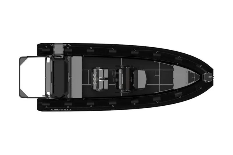 The Image of Top view of a 2026 Highfield Patrol 700 boat, showcasing sleek design and layout. - 1