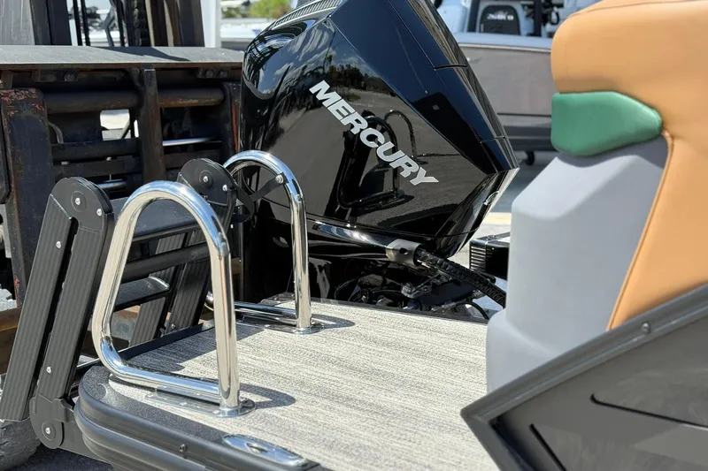 Slide: The Image of 2026 Bennington 24 M Quad Bench with Mercury engine and stainless steel ladder. - 4