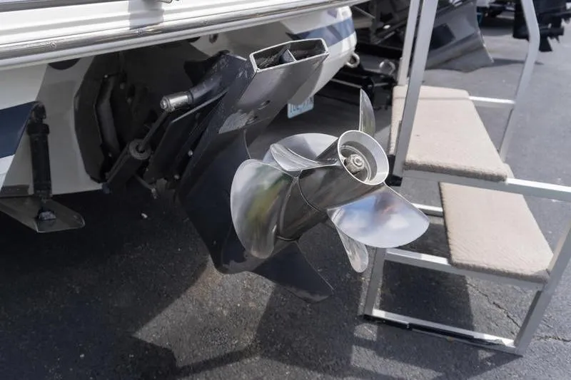 Slide: The Image of Close-up of a 2002 Cobalt 262 boat propeller and stern drive. - 3