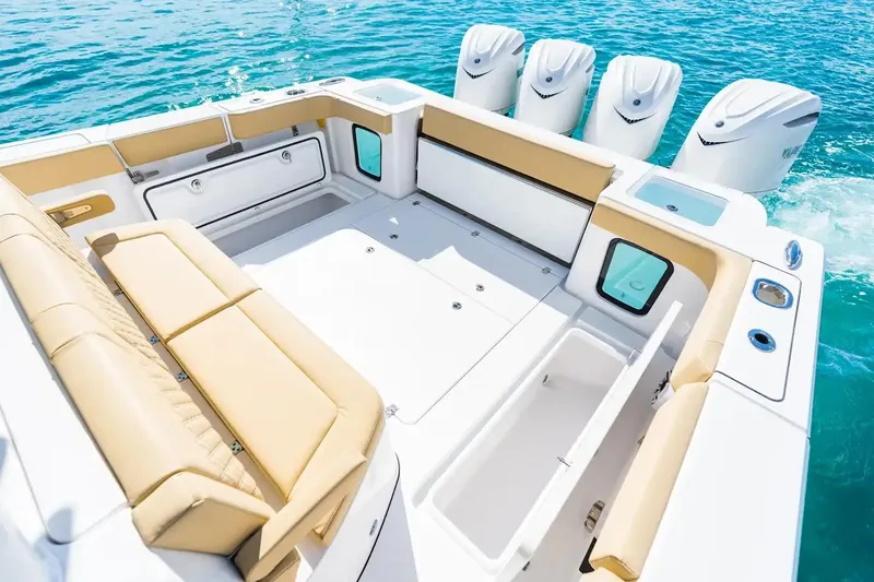 Slide: The Image of Manufacturer Provided Image: 2026 Sportsman Open 402 Center Console boat with spacious deck and multiple engines. - 7