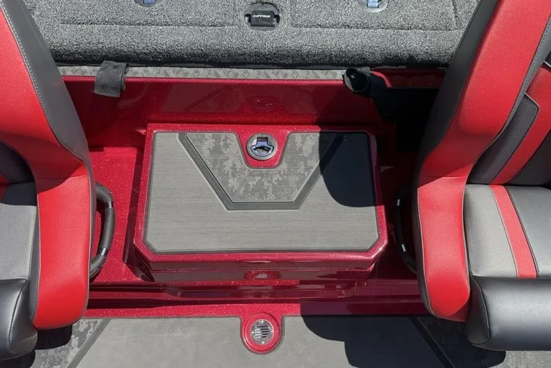 Slide: The Image of Interior of 2026 Nitro Z20 XL Pro boat with red and black seating. - 18