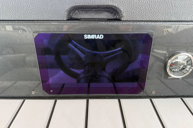 Slide: The Image of Simrad display and fuel gauge on 2025 Premier 250 Solaris Upper Deck - CL boat. - 11