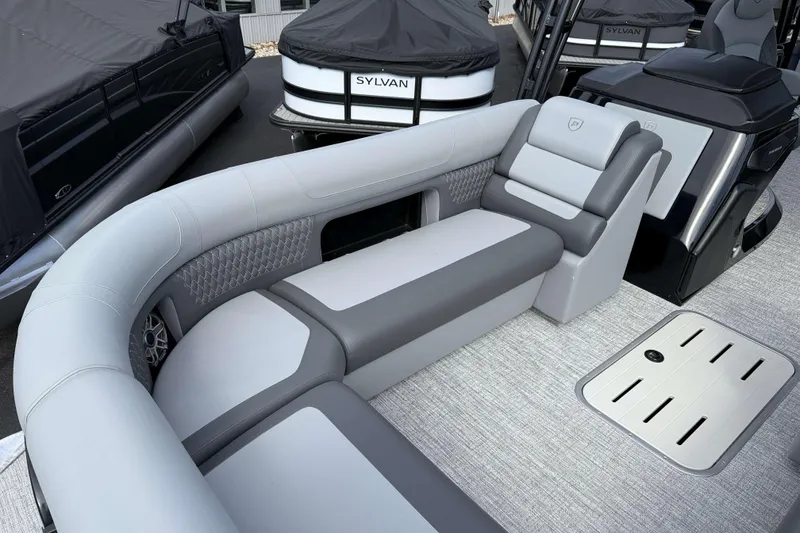 Slide: The Image of Luxurious seating on 2025 Premier 250 Solaris Upper Deck - CL pontoon boat. - 20