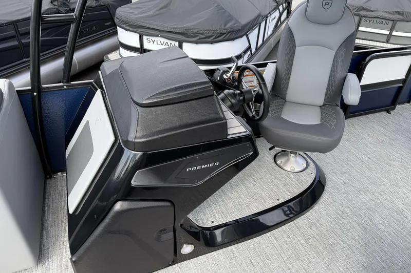 Slide: The Image of Captain's chair and helm of 2025 Premier 250 Solaris Upper Deck - CL boat. - 8