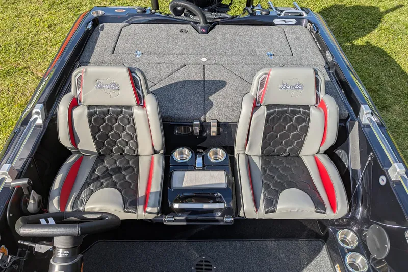 Slide: The Image of 2026 Bass Cat Cougar FTD boat interior with stylish seats and modern design. - 13