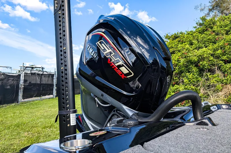 Slide: The Image of 2026 Bass Cat Cougar FTD with Yamaha SHO VMAX engine, outdoors on grass. - 18