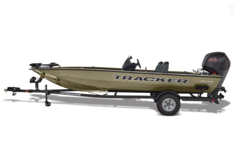 The Image of 2026 Tracker Pro Team 190 fishing boat on trailer, side view. - 1
