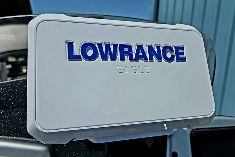 Slide: The Image of Lowrance Eagle device on 2026 Tracker Pro Team 190 boat, close-up view. - 34
