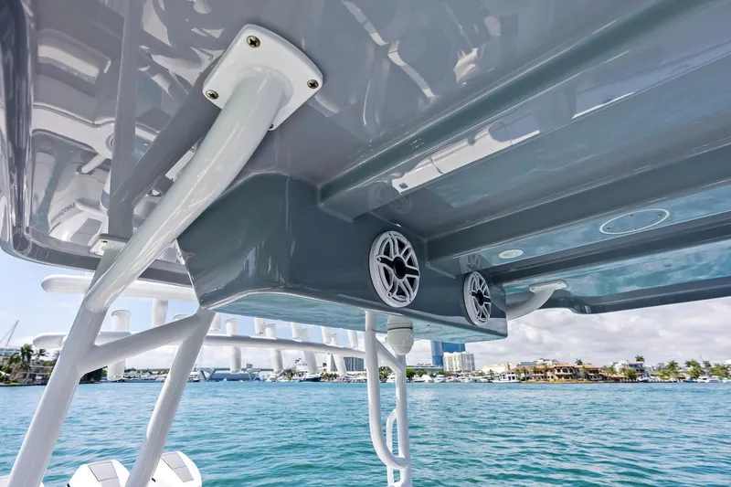 Slide: The Image of 2024 Invincible 43 Open Fisherman boat with sleek design and modern features on the water. - 19