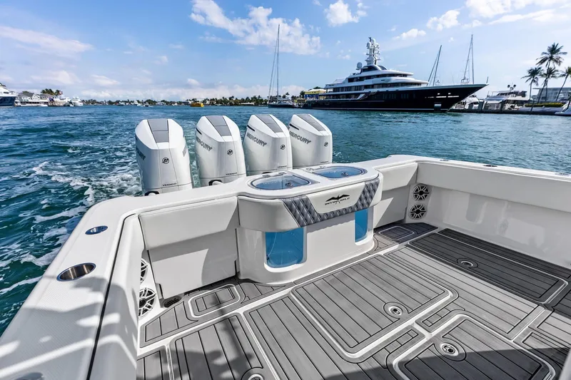 Slide: The Image of 2024 Invincible 43 Open Fisherman boat with Mercury engines on the water. - 45