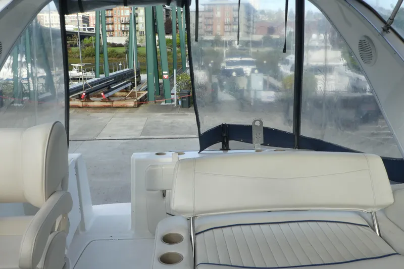 Slide: The Image of Interior view of a 2002 Bayliner 2855 Ciera boat at a marina. - 18
