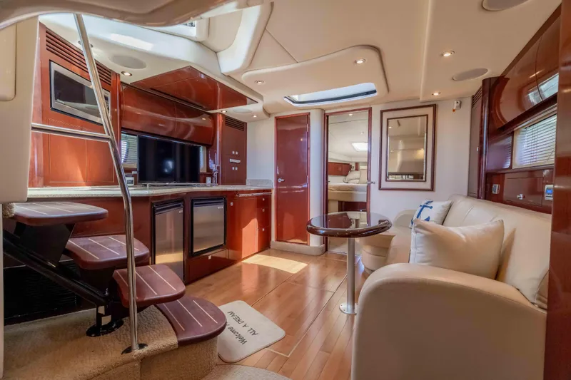 Slide: The Image of Luxurious interior of 2009 Sea Ray 40 Sundancer yacht with modern amenities and elegant design. - 29