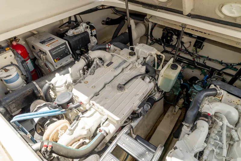 Slide: The Image of Engine room of 2009 Sea Ray 40 Sundancer with Cummins Onan marine generator. - 50