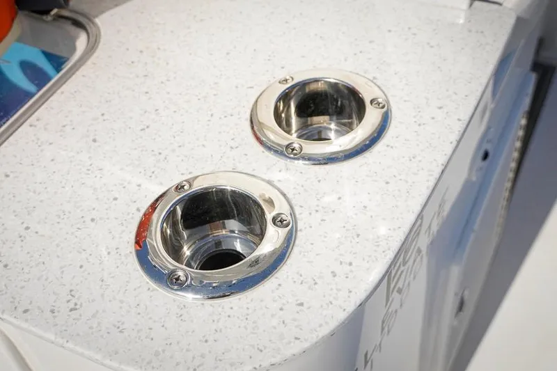 Slide: The Image of Stainless steel cup holders on 2026 Tidewater 3100 Carolina Bay boat deck. - 30