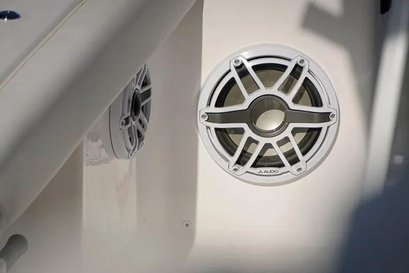 Slide: The Image of JL Audio speakers on 2026 Tidewater 3100 Carolina Bay boat. - 33