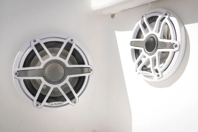 Slide: The Image of JL Audio speakers on 2026 Tidewater 3100 Carolina Bay boat. - 34
