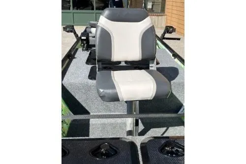 Slide: The Image of 1968 Polar Kraft Jon 1436 LW boat seat with gray and white upholstery. - 6