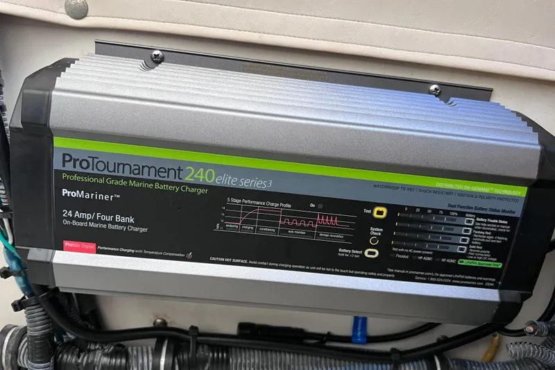 Slide: The Image of ProTournament 240 Elite marine battery charger on 2005 Hydra-Sports Vector 3300 VX boat. - 54