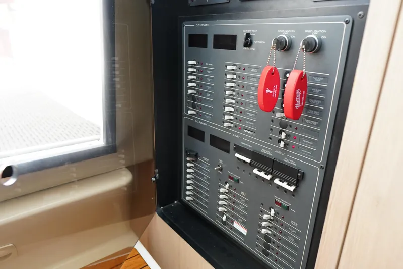 Slide: The Image of Electrical control panel on a 1994 Tiara Yachts 4000 Express boat. - 20