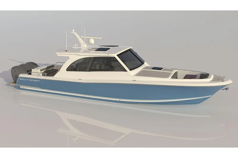 The Image of Manufacturer Provided Image: 2026 Southport 42DC boat with sleek blue and white design, featuring modern amenities. - 1