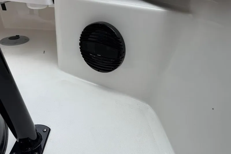 Slide: The Image of 2026 Sea Pro 225FLX Sandbar boat interior with speaker detail. - 14