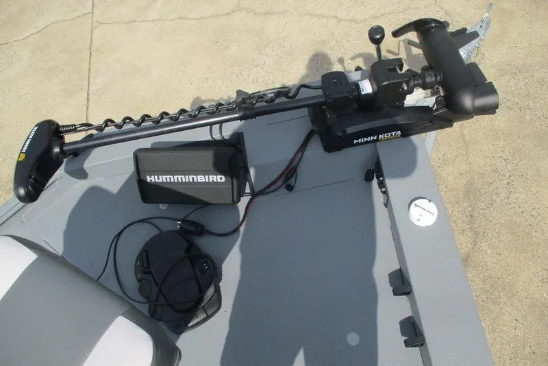 Slide: The Image of 2023 Alweld 1756 Marsh boat with Minn Kota trolling motor and Humminbird fish finder. - 5