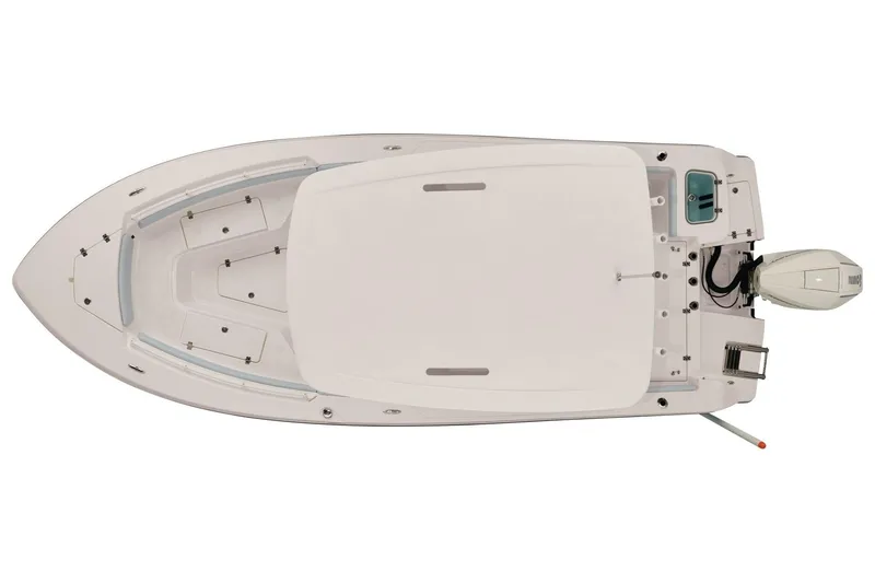 Slide: The Image of 2026 Mako 226 Center Console boat on trailer in sunny parking lot. - 2