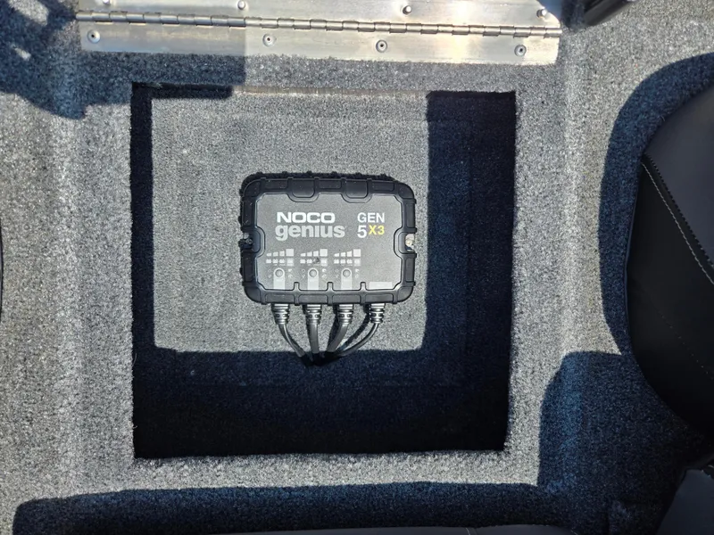 Slide: The Image of NOCO Genius GEN5X3 charger in Tracker Pro Team 190 boat. - 12